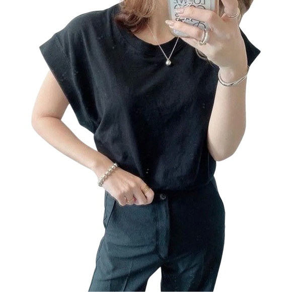 Zara Tops - Zara Black French Ruffle Sleeve T-Shirt Blouse Top